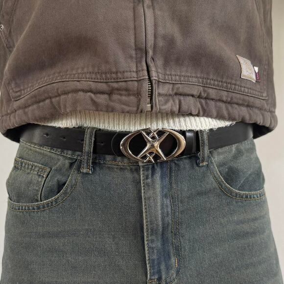 y2k silver and black gothic chrome star boho belt - Picture 9 of 11